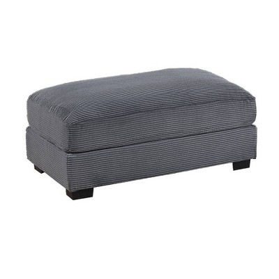 Royal Hampton Cocktail Ottoman, Dark Gray Corduroy, Black Legs, 45 x 28 Inch