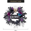 22in Halloween Wreath with Black, Blue and Purple Flowers, Artificial Halloween Spooky Wreath with 20 Led Lights for Front Door, Porch, and Entryway - 2 of 4