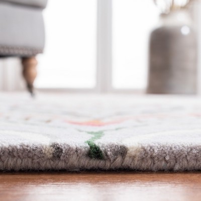Grey and Red Hand-Tufted Wool 8' x 10' Area Rug
