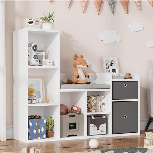 Kids Bookshelf 44.1in Width Toy Storage Organizer with Reading Nook - 1 of 4