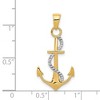 Black Bow Jewelry 14k Two Tone Gold Anchor with Rope Pendant, 16 x 32mm - 4 of 4