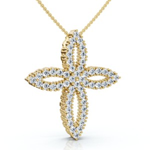 Pompeii3 1/2Ct TW Diamond Cross Religious 10k Gold Lab Created 18" Necklace - 1 of 2