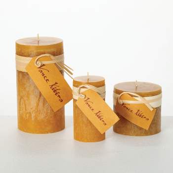 Brown Sugar Timber Pillar Candles Kit- Set of 3