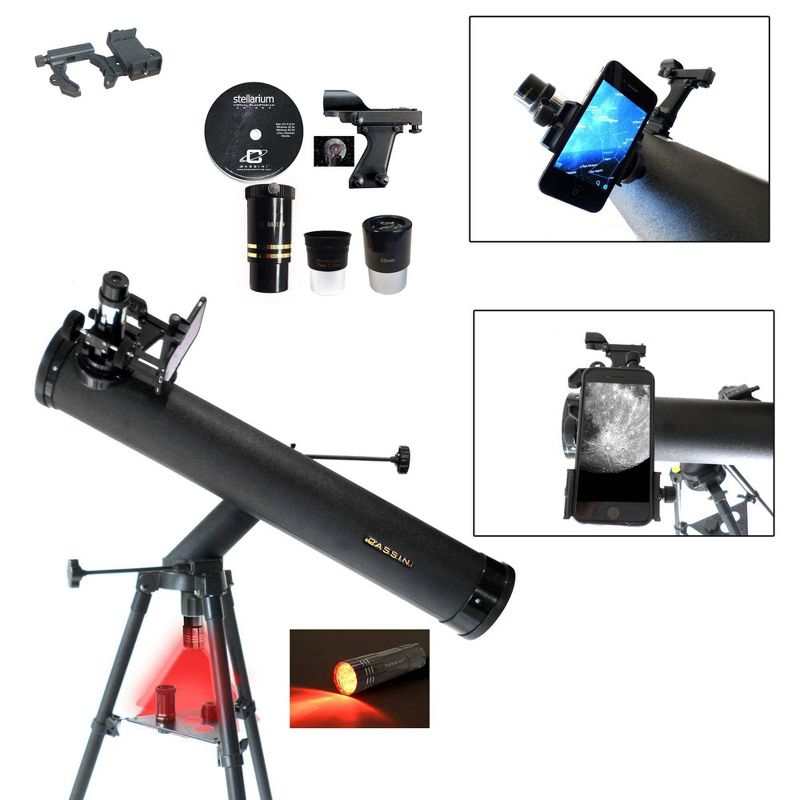 Cassini C-SS80 800mm x 80mm Astronomical Reflector Telescope with Smartphone Photo Adapter - Black, 1 of 4