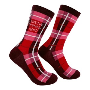 Crazy Dog Women's Christmas Morning Squad Socks Funny Sarcastic Xmas Graphic Novelty Footwear for Ladies - 1 of 4