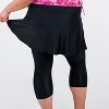 Calypsa Women's Plus Size Chlorine Resistant High Waisted Flared Swim Skort With Attached Capri Leggings - 2 of 4