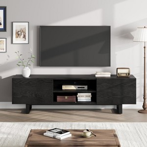 Industrial TV Stand for 80", Modern Entertainment Center with 2 Drawers, with Heavy Duty Leg and Open Storage, for Living Room - 1 of 4