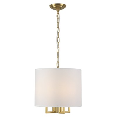 PAKOKULA 4-Light Gold Drum Chandelier with White Fabric Shade