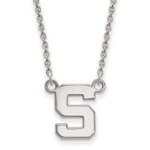 Black Bow Jewelry 10k White Gold Michigan State Spartans NCAA Necklace 18 Inch - 1 of 4