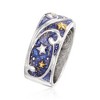 Ross-Simons Glittery Blue Enamel Celestial Ring in 2-Tone Sterling Silver - 3 of 4