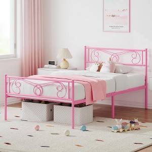 Bed Frame Platform with Headboard and Footboard, Mattress Foundation and No Box Spring Needed, Noise-Proof, Simple Assembly - 1 of 4