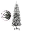 vidaXL 5ft Artificial Slim Christmas Tree with Flocked Snow, Hinged Design, Realistic PE & PVC Tips - Comes with Sturdy Steel Stand - 3 of 4