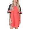 YafeMarte Women’s Short Sleeve Long Two Tone Nightshirt with Striped Sleeves and Pocket - 3 of 4