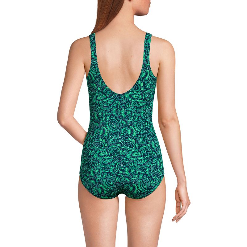Lands' End Women's Chlorine Resistant Scoop Neck Soft Cup Tugless Sporty One Piece Swimsuit, 2 of 5