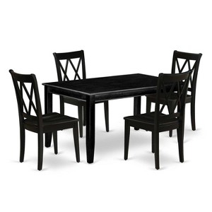 Boho Dinette Set for 4 - 5 Piece Dining Set, 36x60 Table & Chairs, Black Finish - 1 of 4