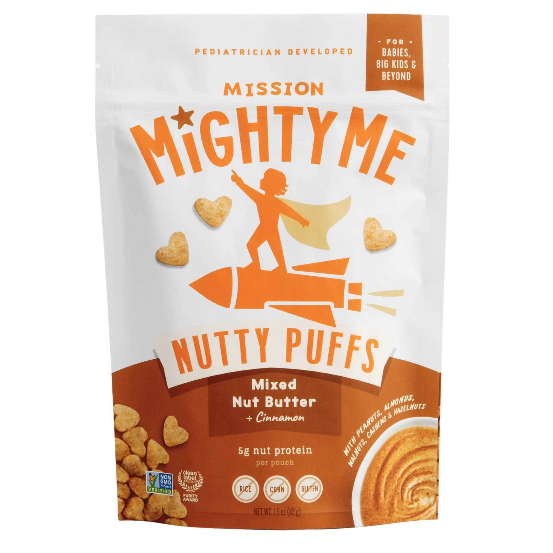 Mission MightyMe Nutty Puffs Baby Snacks - Mixed Nut Butter 1.5oz - 1.5oz