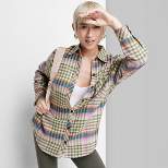Women's Oversized Button-Down Flannel Shirt - Wild Fable™ Plaid