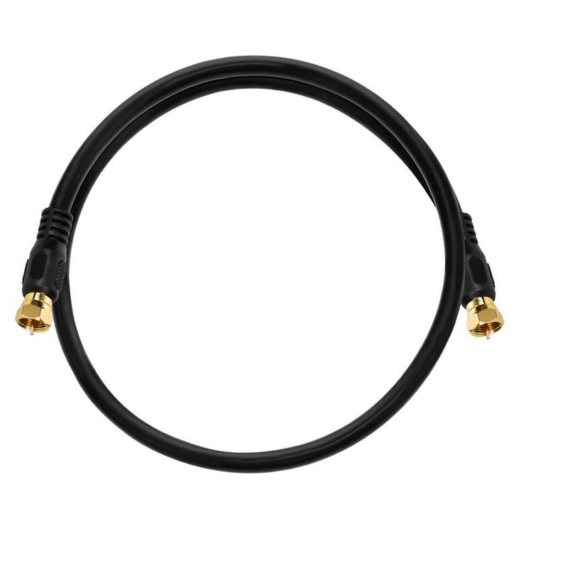 Monoprice Coaxial Cable - 1.5 Feet - Black | 18AWG, 75Ohm, RG6 Quad Shield CL2 with F Type Connector, 4 of 7