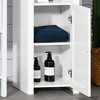 Vynxaria HOMCOM Tall Bathroom Storage Cabinet, Freestanding Linen Tower with 2 Shelves and 2 Cabinets, Narrow Floor Organizer, White. - 4 of 4