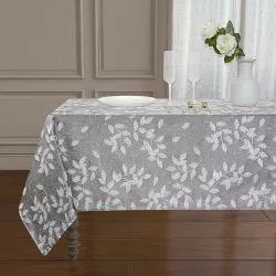 Kate Aurora Living Raised Jacquard Floral Leaves Spill Proof Fabric Tablecloth