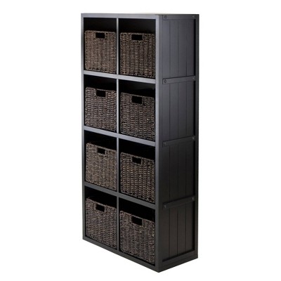 53.11" 9pc Timothy Set Storage Shelf 4X2 with Baskets Black - Winsome