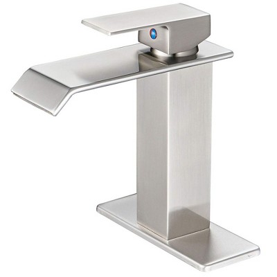BWE Waterfall Single Hole Single-Handle Low-Arc Bathroom Faucet With Supply Line