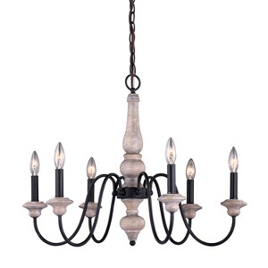VAXCEL Georgetown 6 Light Gray Wood Farmhouse Chandelier - 1 of 4