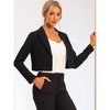 Allegra K Women's Long Sleeve Open Front Notched Lapel Business Cropped Blazers - 2 of 4