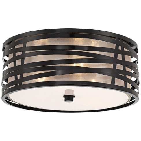 Possini Euro Design Modern Ceiling Light Semi Flush Mount Fixture 14 1/4  Wide Black Gold 14 1/4 Wide 4-light Crystal For Bedroom : Target