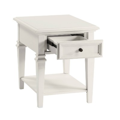 Charlestown White Rubberwood End Table with Storage Shelf