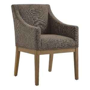 Modway  Alton Upholstered Dining Chair with Arms in Mocha Natural – Mid Century Modern Padded Kitchen Chair with Wood Legs - 1 of 4