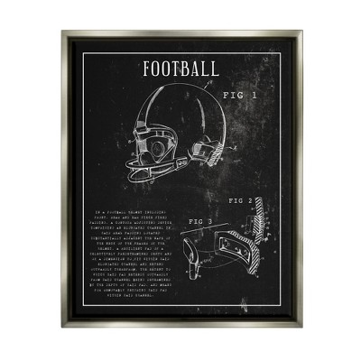 Stupell Industries Football Helmet Sports Chart Retro Figure