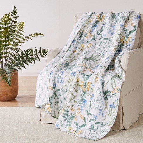 Apolonia Botanical Floral Quilted Throw Villa Lugano by Levtex Home