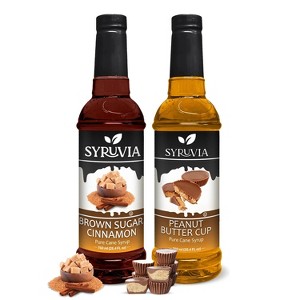 Syruvia Coffee Flavors Variety Pack: Brown Sugar Cinnamon & Peanut Butter Cup 25.4 fl oz Syrup - 1 of 4