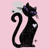 Girl's Lost Gods Halloween Full Moon Cat Heart T-Shirt - 2 of 4