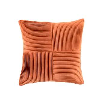 20"x20" Oversize Sheldon Pleat Solid Square Throw Pillow Orange - Lush Décor