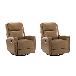 Set of 2 Hilario 30.31''Wide Genuine Leather Swivel Rocker Recliner | ARTFUL LIVING DESIGN - 1 of 4