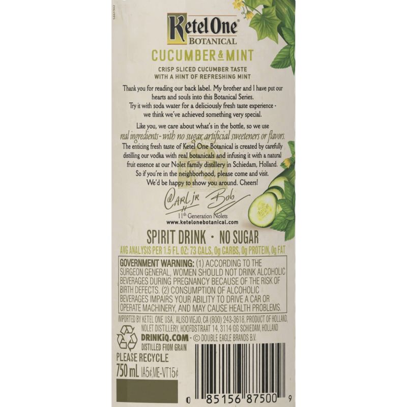 Ketel One Botanical Cucumber Mint Vodka - 750ml Bottle, 4 of 10