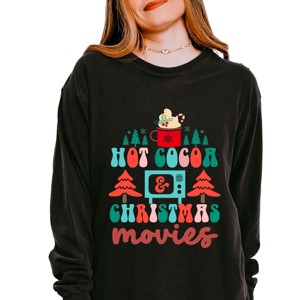 Simply Sage Market Retro Hot Cocoa Mug And Christmas Movies Garment Dyed Long Sleeve - 1 of 4
