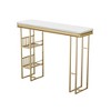 LOVMOR 55.1" Modern Straight Bar Table with Shelves in White & Gold - 3 of 4