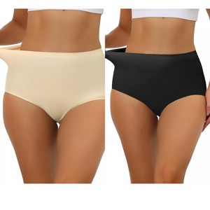 Allegra K Women's Elastic High Waist Unlined Breathable No-Show Hipster Underwear 2 Packs - 1 of 4