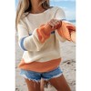Amaryllis Women's Knit Sweater Relaxed Fit Color Block Pullover Lightweight Long Sleeve Casual Beach-Inspired - 3 of 4