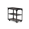 Industrial Rolling Bar Cart - Wood & Iron Frame with Bottle Rack, Stemware Storage, Handle & Locking Casters in Distressed Charcoal Finish - 3 of 4