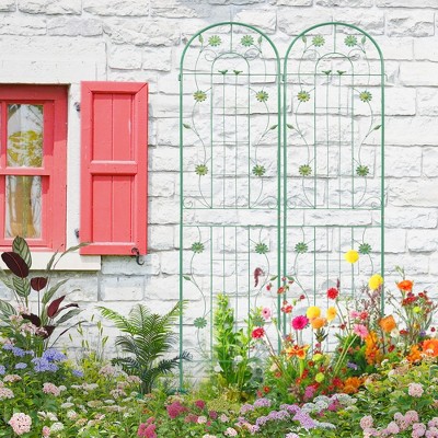 86.7" Metal Garden Trellis for Climbing Plants - Rustproof Outdoor Plant Support for Roses, Vines, Vegetables - Elegant Fence Netting (4-Pack)