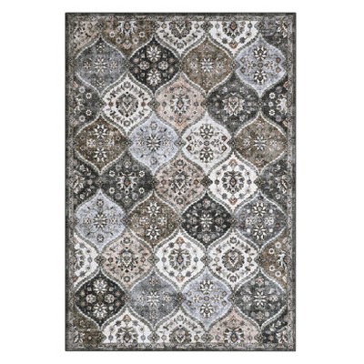Washable Vintage Oriental Rug Non Slip Low Pile Rug Soft Throw Floor Cover Retro Foldable Indoor Carpet for Living Room Bedroom Playroom Nursery