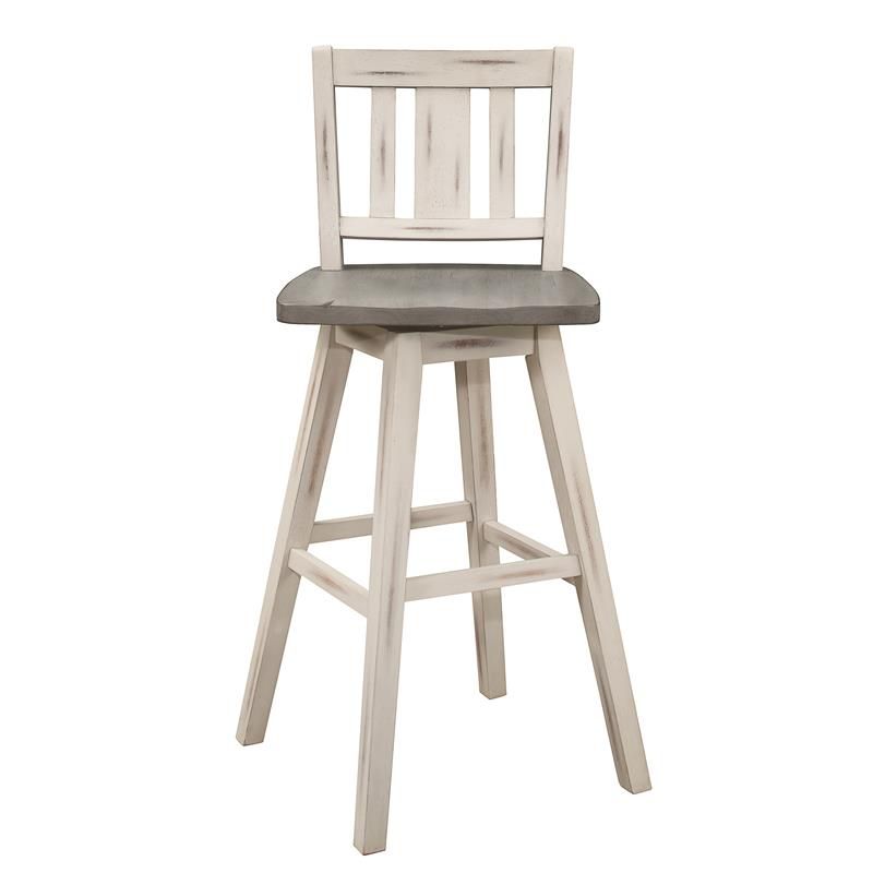 Amsonia Slat Back Bar Height Dining Swivel Chair in White (Set of 2) - Lexicon, 5 of 10