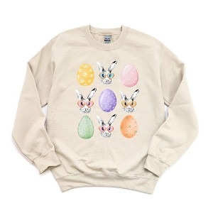 Simply Sage Market Women's Graphic Sweatshirt Bunny Egg Easter Chart - 1 of 3