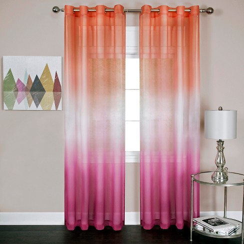 52 X84 Rainbow Single Grommet Top Sheer Curtain Panel Pink