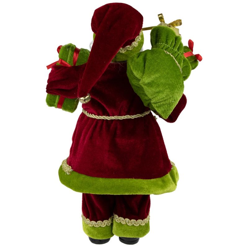 Northlight 12" Red and Green Santa Claus with Gift Bag Christmas Figure, 5 of 6