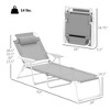 Folding Chaise Lounge, Outdoor Sun Tanning Chair, 4-Position Reclining Back, Armrests, Removable Pillow - 3 of 4